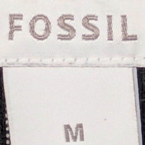 Fossil Button Down Shirt Mens Medium Black White Plaid Long Sleeve Pocket - Picture 9 of 10